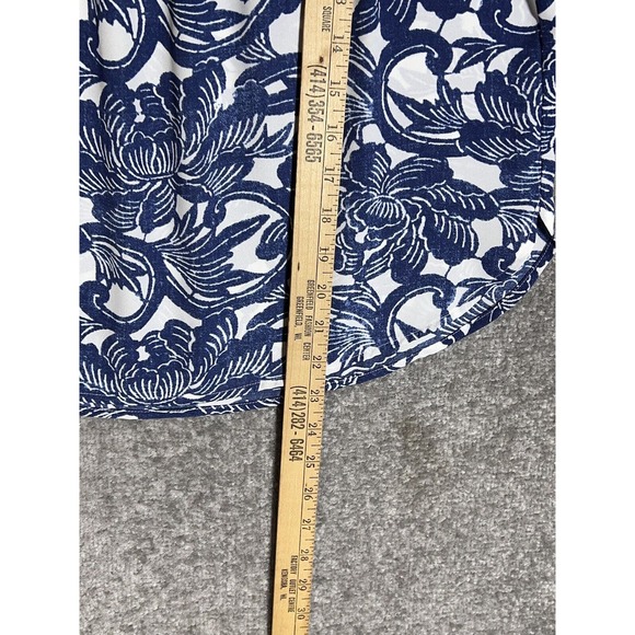 LOFT Petite Sleeveless Scoop Floral Top Womens Size Small SP Blue Ruffle Keyhole - Picture 7 of 7